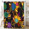128 Character Title: Bathroom Shower Curtain with Vibrant Floral Pattern Modern Home Decor In Black Background
