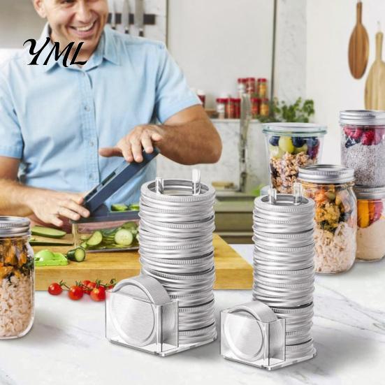Durable Lid Rack Mason Jar Holder, Storage for Holds 12 Lids & Rings, Regular Organizer Compatible with Wide Mouth Jar, Vertical Canning Kitchen