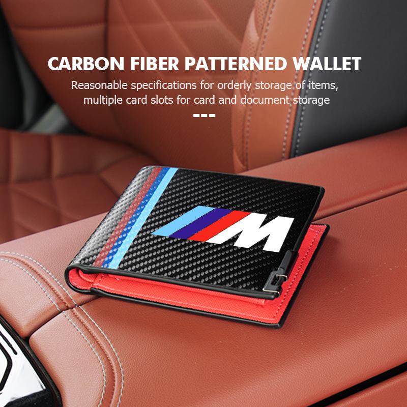 EYAG3 For BMW Car Carbon Fiber Wallet Passport ID Card Storage Bag Coin Purse E70 E91 E30 G30 E53 M3 M5 X6 X4 X7 E92 E93 X1 X3 X5