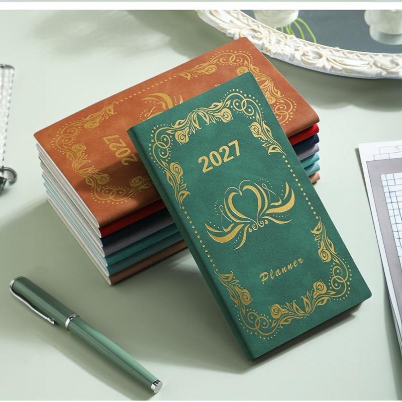 2027 Tragbarer A6 Tagesplaner 365 Tage Zeitplan Management Kalender Tagebuch Notizbuch für Büro Reise Gebrauch