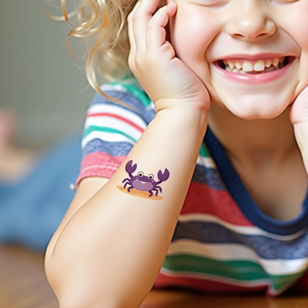 54pcs Temporary Tattoo Cartoon Creatures Temporary Tattoo Stickers Ocean Animals Waterproof Long-lasting Body Stickers For