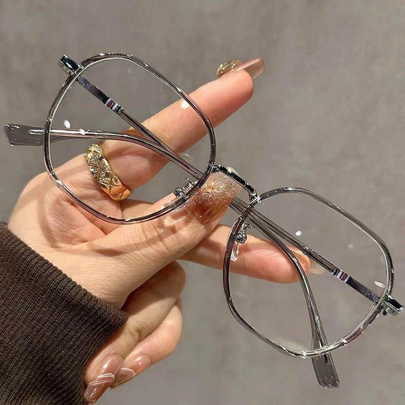 White Transparent Tea Ultra-Light Glasses Myopic Women Can Be Equipped With Degree Lenses Plain Face Versatile Big Face Thin Eye Frame