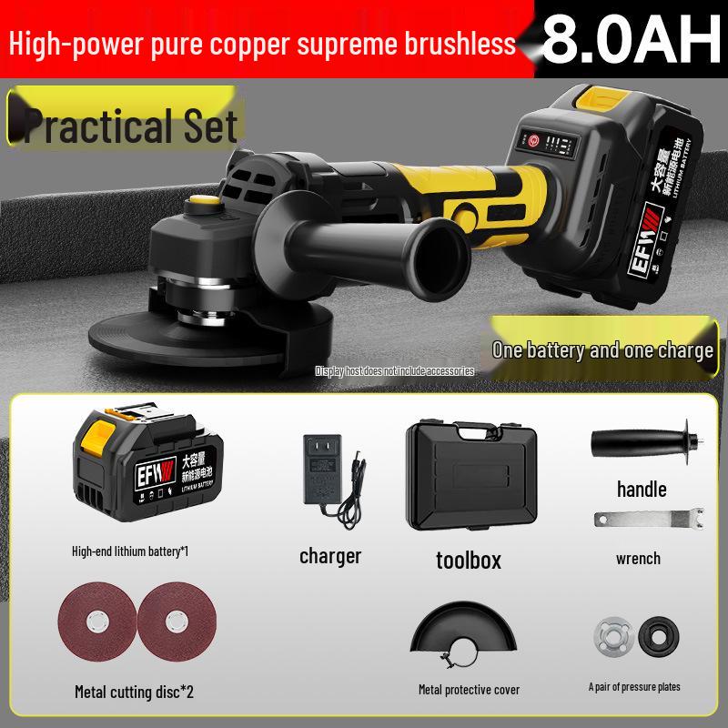 High-Power Brushless Cordless Angle Grinder: Multi-functional Lithium Battery Cutting & Polishing Tool