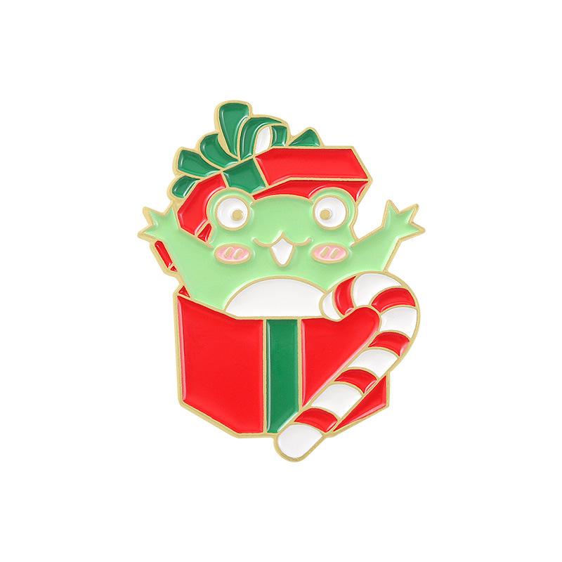 Frog Christmas Delightful Brooch Set Attractive Gold Alloy Pins For Fashion Accessories