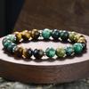 GemChic Unisex Ethnic Agate Tiger Eye Stone Beads Bracelet Classical Retro Elastic Chain Birthday Christmas Jewelry Gift