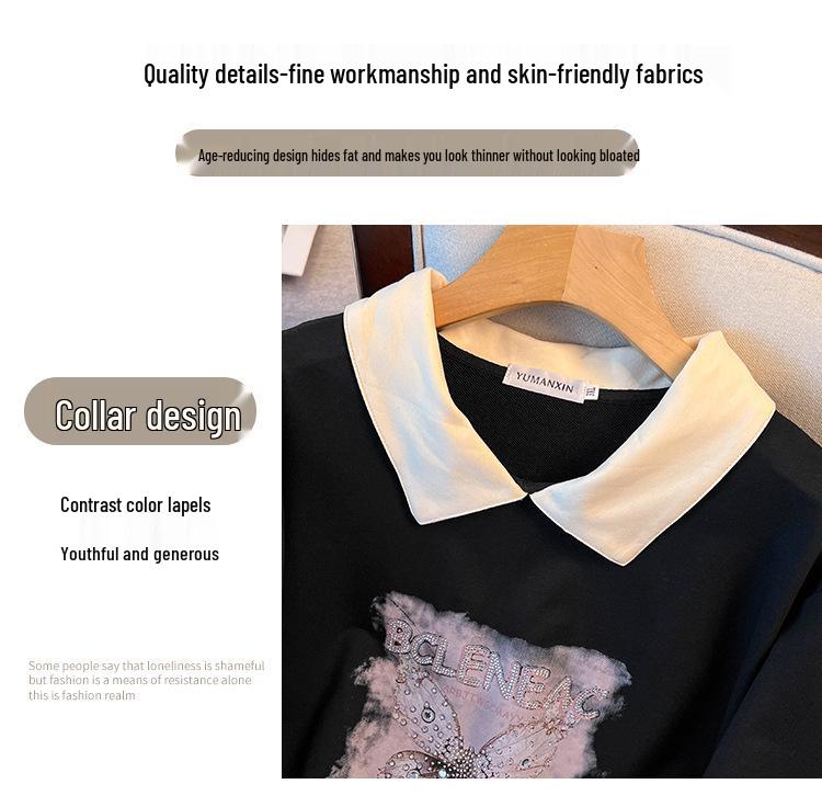 Plus Size Autumn Lapel Hoodie, 200-350 Jin, Loose Fit, Chest 150/160-6070
