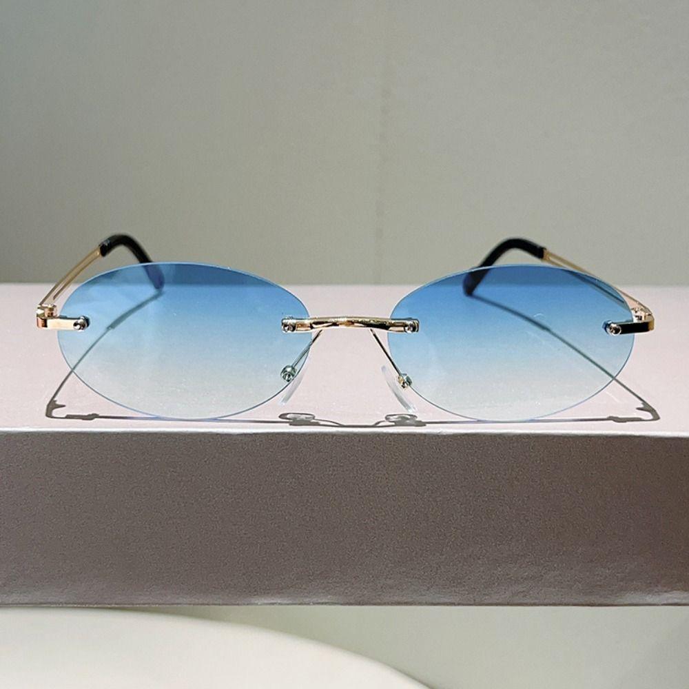Vintage Frameless Sunglasses Metal UV Protection Sunglasses Trendy Fashion Sunglasses  Travel
