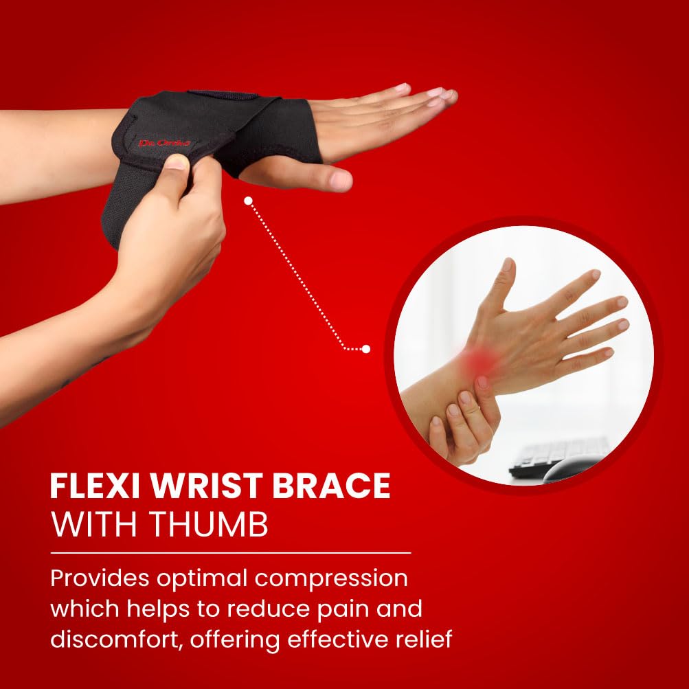 Dr.Ortho Flexi Wrist Brace with Thumb, Wrist Hand Brace For Men & Women, Wrist Support