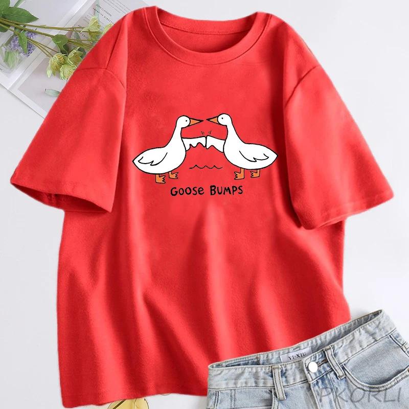 

Goose Bumps T Shirt Funny Silly Goose T-Shirt Duck Short Sleeve Tee Cotton Casual O Neck Tee Shirt Unisex Summer Woman Clothing S