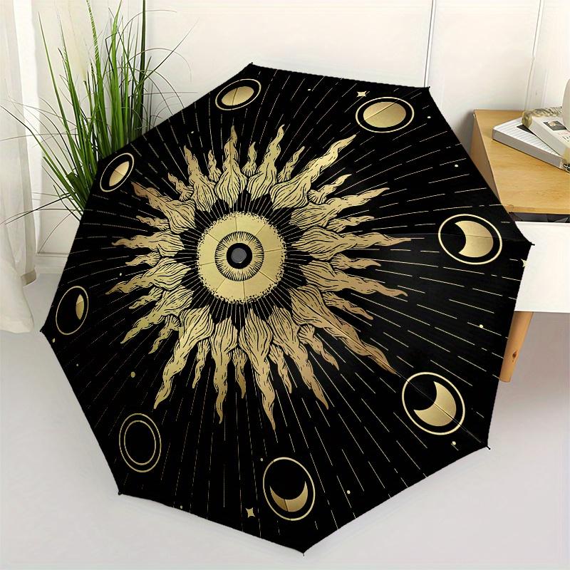 

Golden Celestial Wheel: Mystical Art DecorUmbrella, Portable 3-Fold Umbrella for Men & Women,Christmas Gift ES110