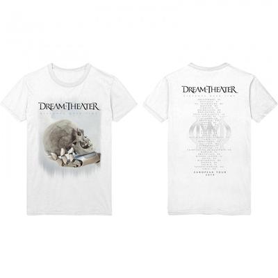Camiseta Dream Theater unissex adulto com estampa de caveira de algodão com estampa traseira