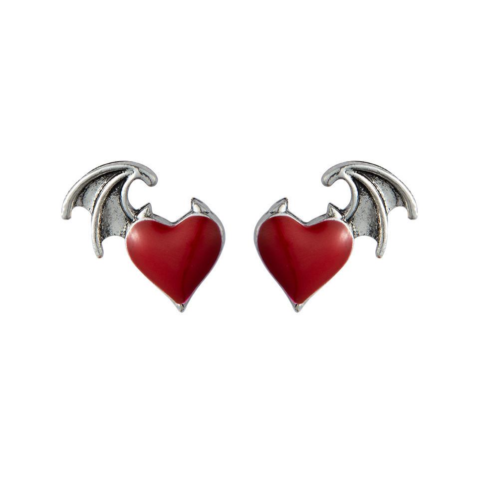 Wing Modern Alloy Heart Earrings For Women In Red And Black Summer 2022