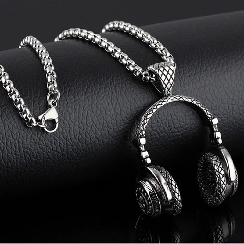Free Fan DJ Music Headphone Pendant Necklace Long Chain Men Women Hip Hop Jewelry Rock Headset Necklace Male Gift S110