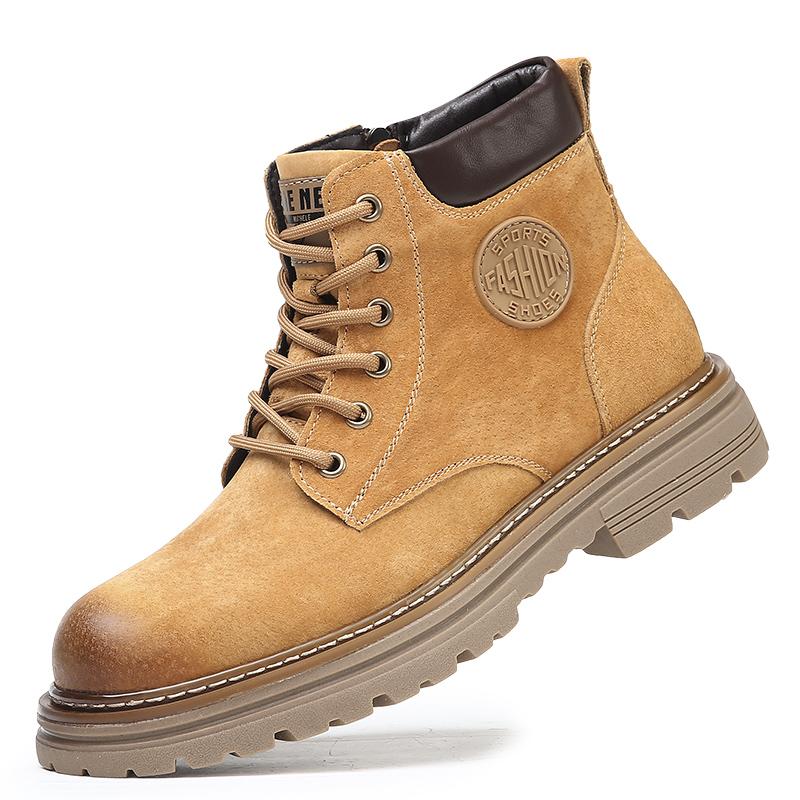 Fashion Men's Retro Suede Work Boots Thick-soled Anti-slip Outdoor Casual Shoe Comfortable and Durable Short Boots for Autumn and Winter