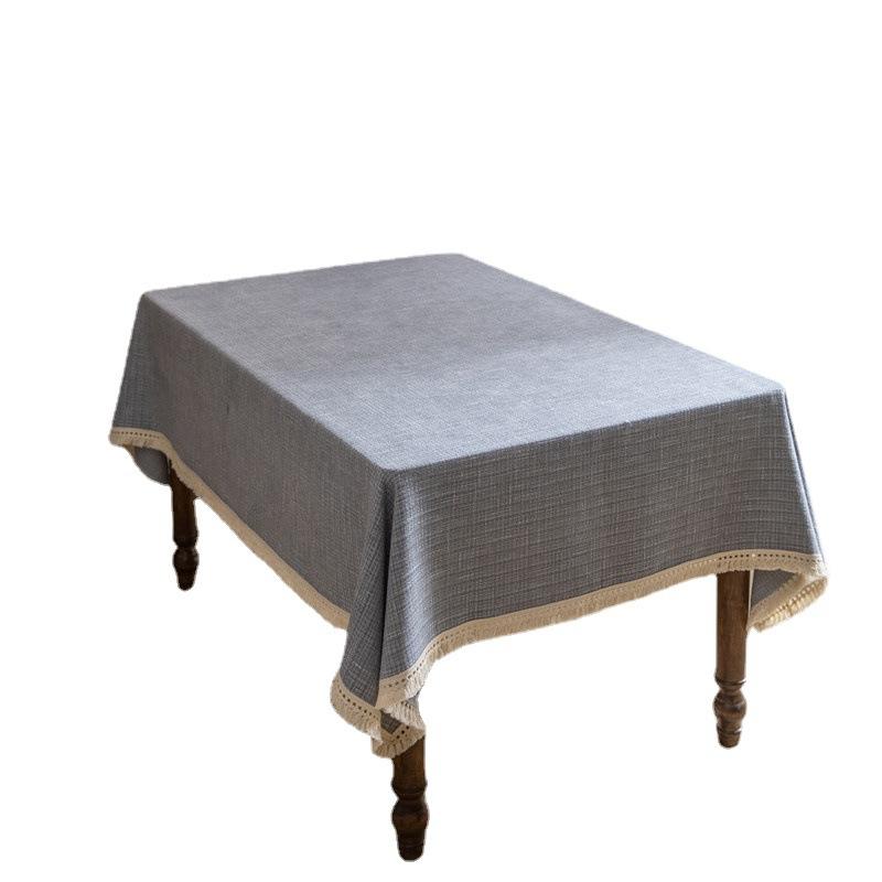 Xiaoxiang Silver Silk Tablecloth Solid Color Polyester Jacquard Fringed Rectangular Dining Table Coffee Table Tablecloth Cover Towel