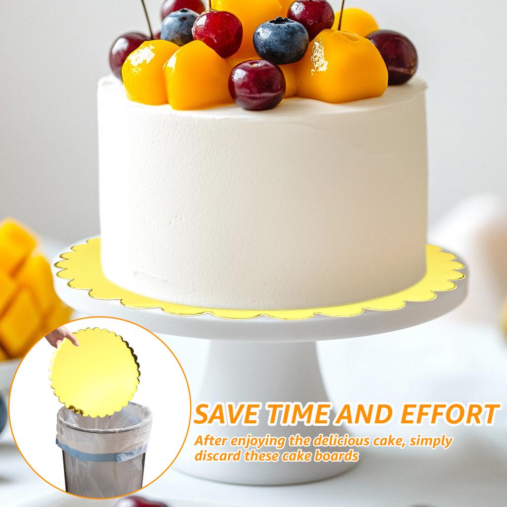 50/100Pcs 10'' Round Cake Base Board Corrugated Paper Circle Dessert Display Base Plate Gold Cake Circle Board for Home Baking