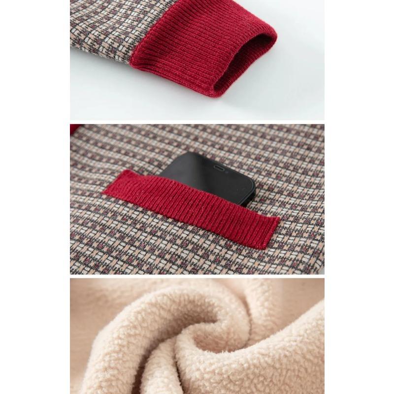 Top Modischer Cardigan Langarmjacke Neuer Stil Verdickter Samt Bedruckt Kurz Warm