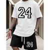 European Size Men'S Summer Casual Sports T-shirts Featuring a Popular Number 24 Design, Ideal for Summer Activities, Gym Workouts, And Outdoor Sports.