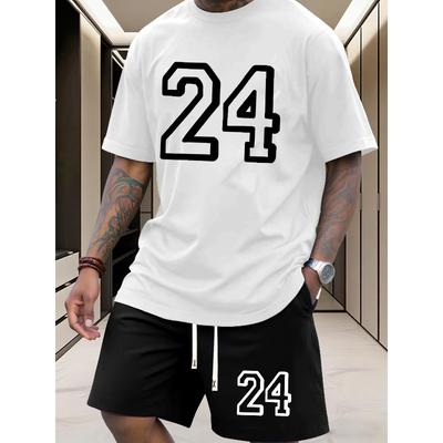European Size Men'S Summer Casual Sports T-shirts Featuring a Popular Number 24 Design, Ideal for Summer Activities, Gym Workouts, And Outdoor Sports.
