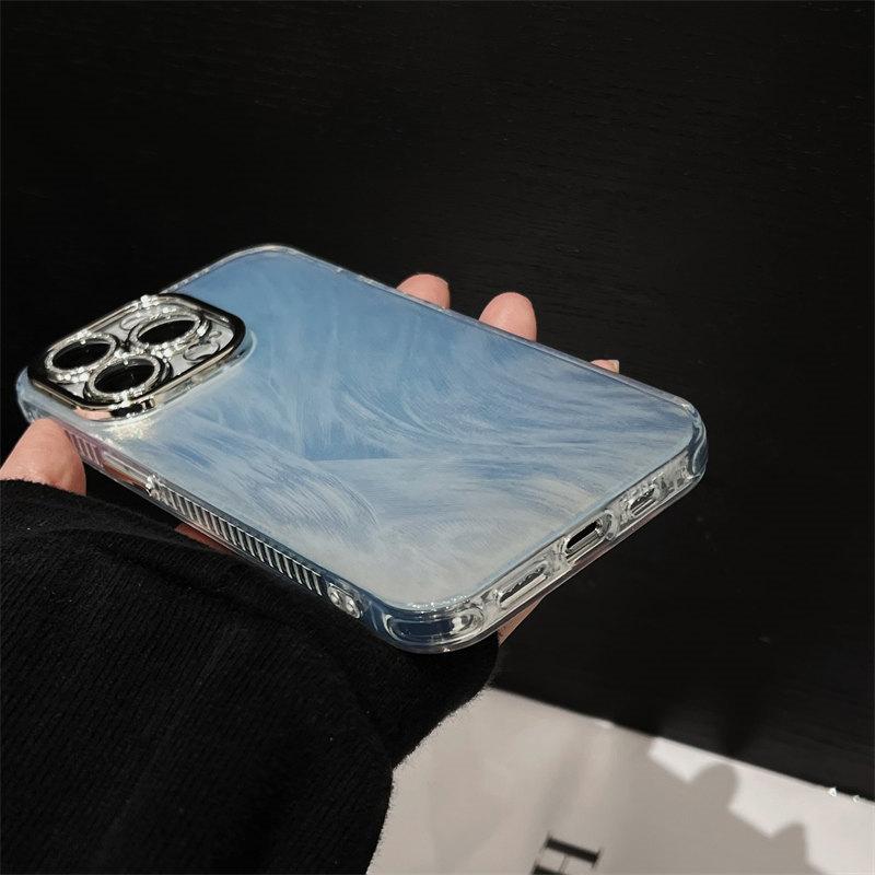 Premium Farbverlauf Federhülle für iPhone 15 Pro Max 14 13 12 Pro 11 All-Inclusive Hüllen mit Glitzerlinsenfolie