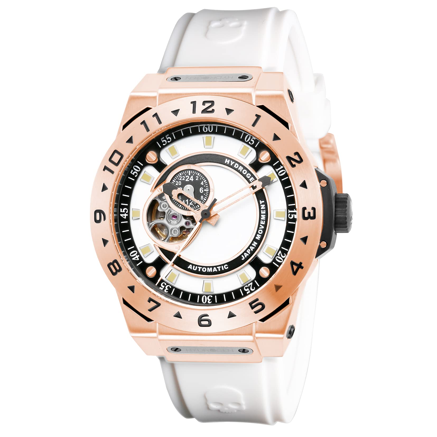 

VENTO White Dial Stainless Steel Rubber Automatic Winding 10 ATM Water Resistant 44MM Fashion Apparel Watch HW424401 [Hydrogen] Men s білий
