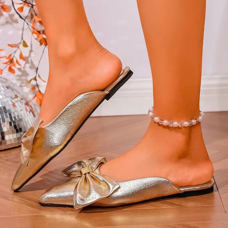Fashion Women Slippers Sexy Butterfly-knot Pointed Toe Slippers Comfortable Anti-slip Sandals Strap Dress Shoes for Women Slides Women