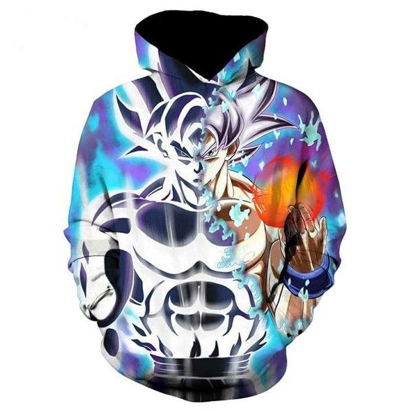 Dragon Ball Super Аниме Ультра Инстинкт Супер Сайян Гоку Принт Мужская Мода Dragonball Худи с Длинным Рукавом Dragon Ball Z Толстовка XXS