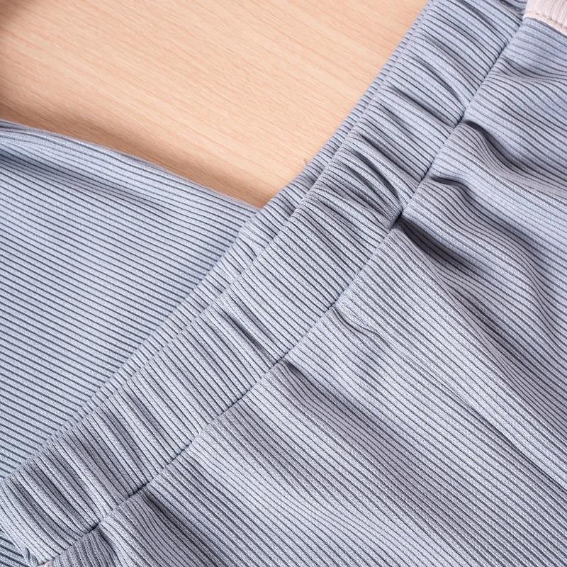 Boys Girls Ribbed Summer Outfit Set Toddler Short Sleeve T Shirt Shorts Children 2Pcs Clothes Sets Korean