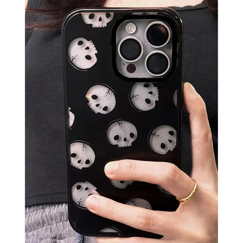 

Halloween Lovely Skeleton Phone Case For iPhone 16 14 13 12 11 PRO MAX 14 15 16 PLUS Inche Cool Girl Y2K Shockproof Phone Cases iPhone 16 Pro Max