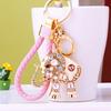 Cute Crystal Inlaid Elephant Car Keychain Metal Key Ring Bag Pendant Creative Cross-border Gift