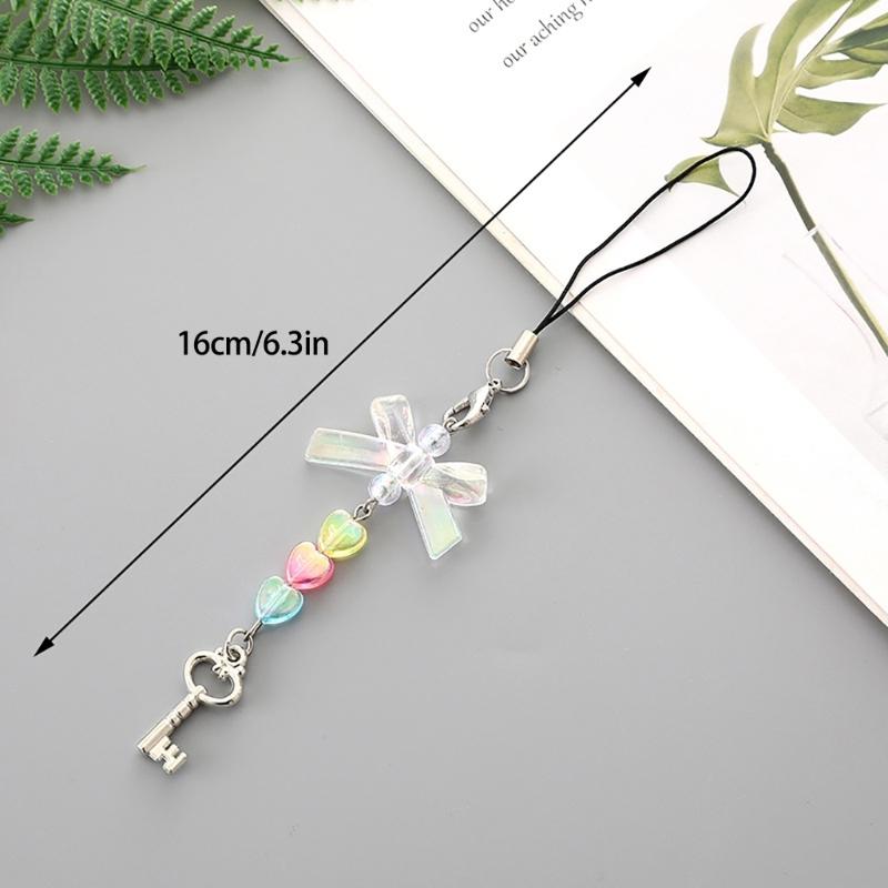Cute Bowknot Phone Charm Strap Detachable Keychain Pendant Butterfly Star Phone Lanyard Backpack Decors for Women Girls
