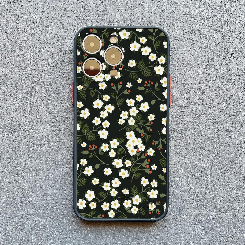 Fashion Luxury Flower Floral Funda Case for Iphone 13 12 11 Pro Max Mini 15 14 Pro Max Plus XR X XS 8 7 Plus SE Shockproof Shell