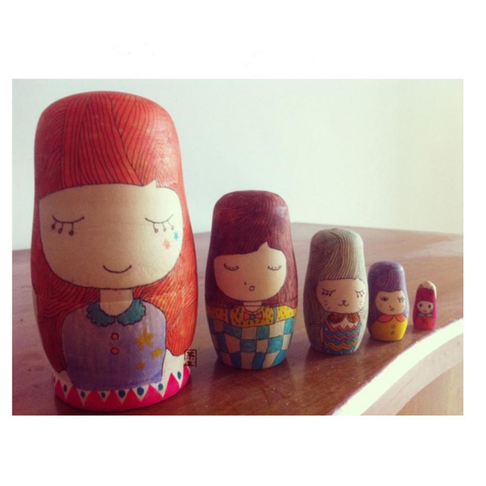 2 Sets Christmas Unpainted Wooden Nesting Dolls DIY Craft Unfinished Blank Stacking Nested Dolls