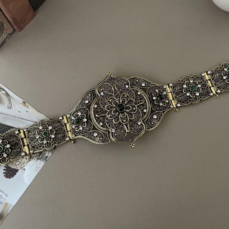Vintage Crystal Wedding Body Chain Belt Caucasian Ethnic Style Waist Band Girdle for Bridal and Formal Occasion