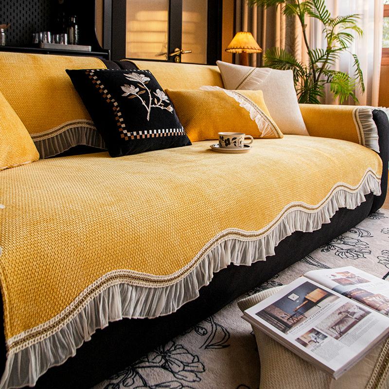 Special non-slip leather seat cushion for special-shaped sofa cushion Chenier straight row sofa 2025 three-seat one-lady cover