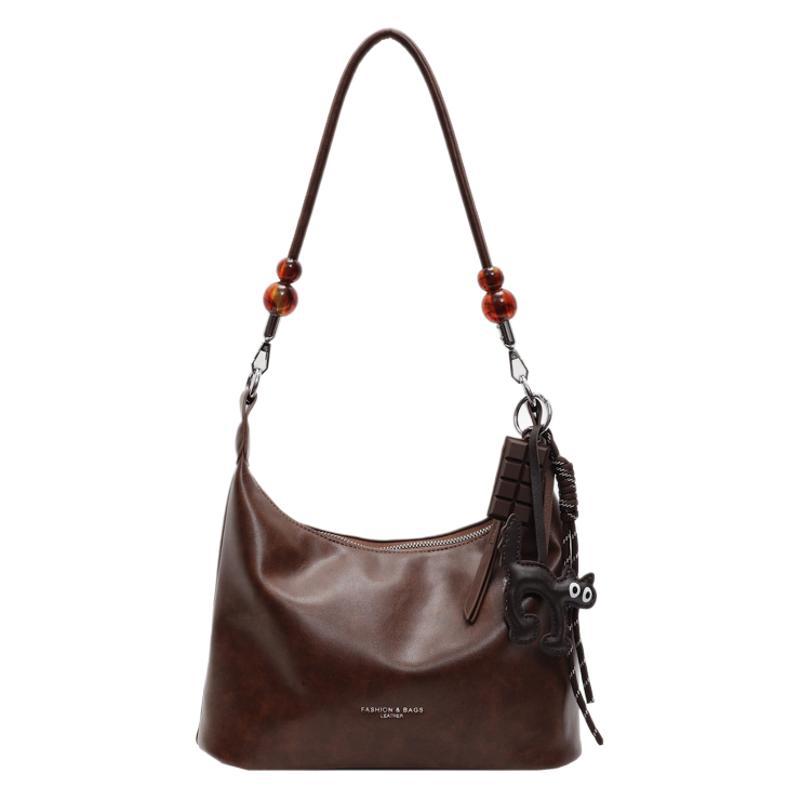 Premium sense niche bag women 2025 popular new national style versatile beaded shoulder bag simple portable underarm bag