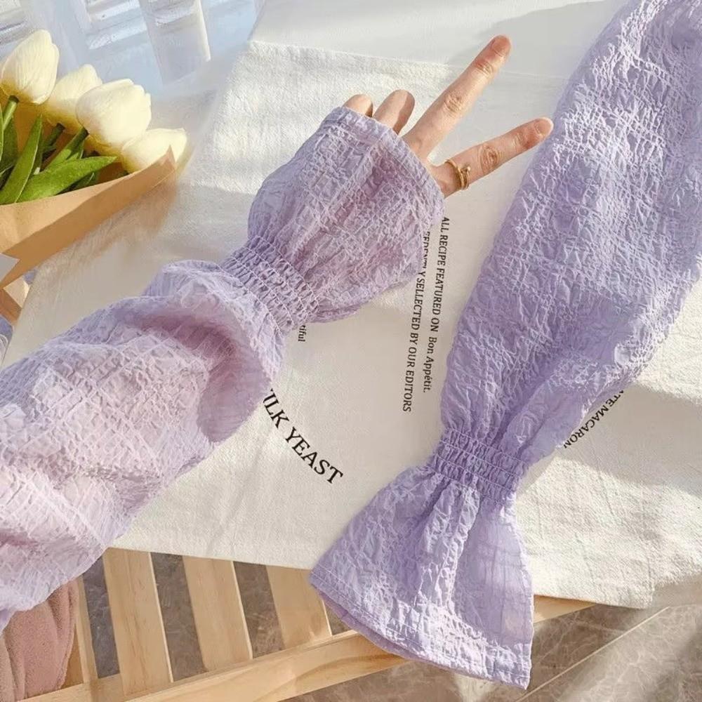 Anti-UV Arm Sleeve Lace Mesh Fingerless Gloves Summer Outdoor Sun Protection Sleeves  Driving