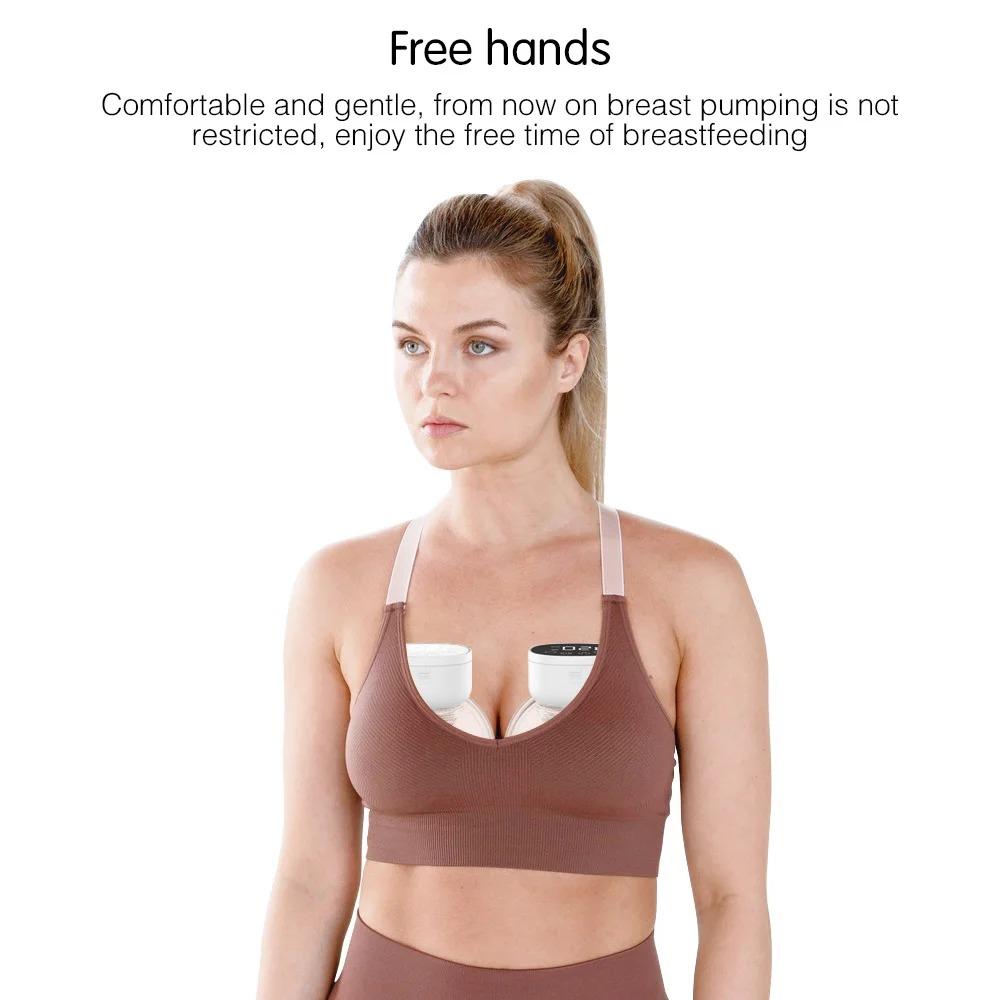 2/1pcs Wearable Breast Pump BPA-free Portable Electric Breast Pump Hands Free Low Noise Milk Collector for Breastfeeding