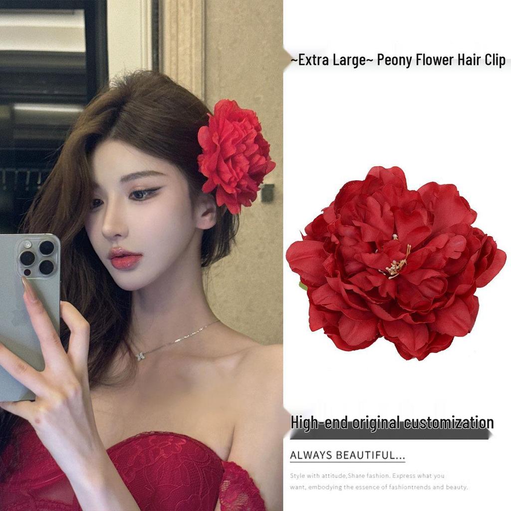 Yellow Frangipani Hibiscus Hair Clip - Tropical Beach Vacation Accessory