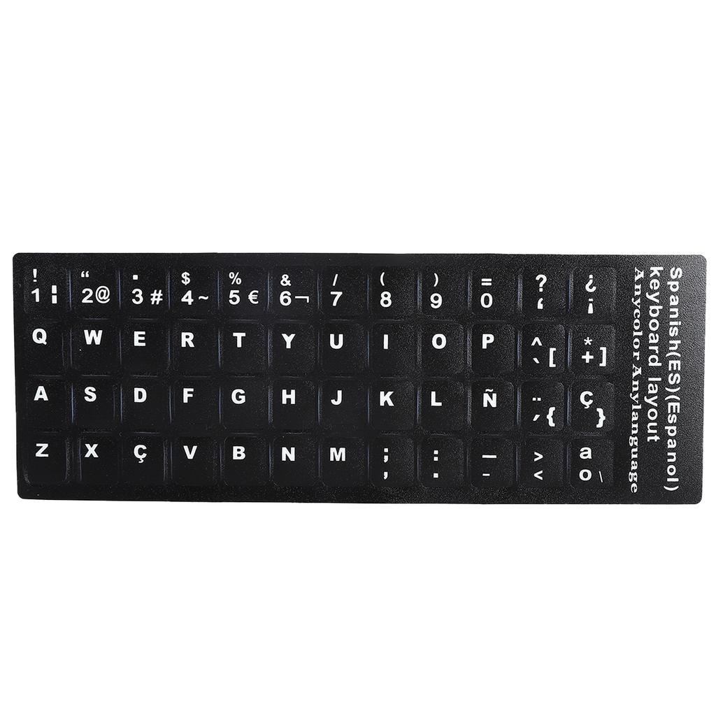 Keyboard Sticker Spanish Waterproof Black Background for 10in To 17in Laptop Notebook Desktop Computer