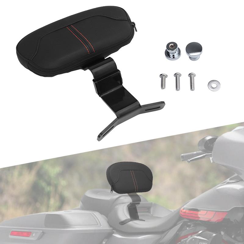 Motorcycle Front Driver Rider Backrest PU Leather Cushion Pad For Harley Touring CVO Electra Road Street Glide Road King 09-22
