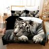 3D Printed Tiger Lion Wildness Animal Bedding Article Duvet Set Personality