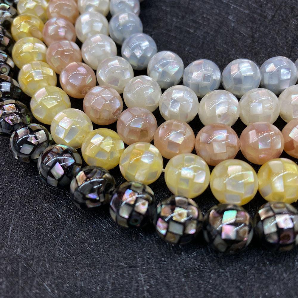 High-Luster Round Sea Shell Beads 8-14mm for DIY Jewelry Necklace Making