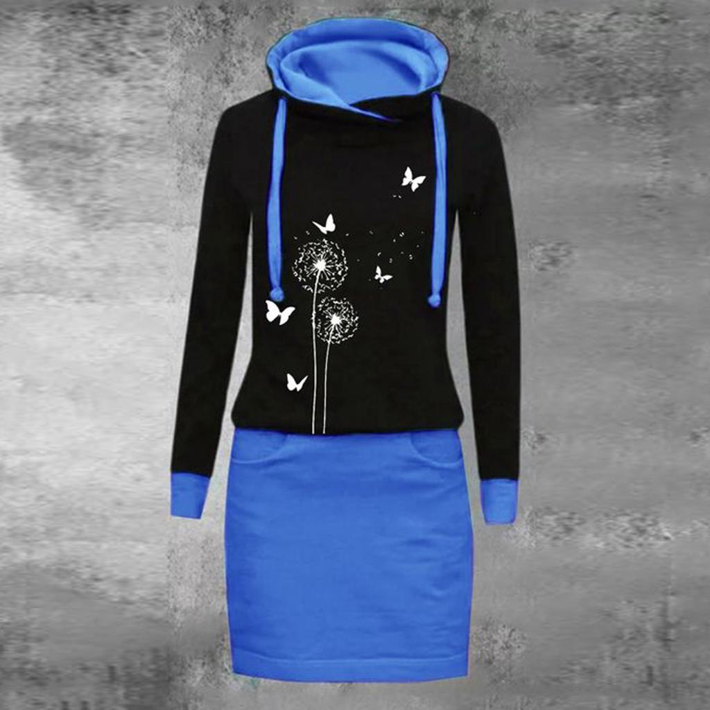 Dámské ležérní šaty s květinovým potiskem, dlouhým rukávem, kulatým výstřihem, nad koleno, volného střihu