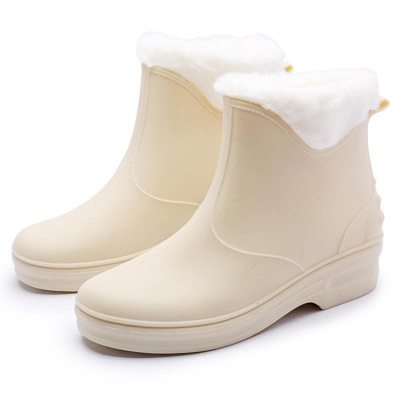 Low-top rain shoes women's fashion adult outdoor waterproof shoes kitchen short work water shoes warm non-slip glue shoes women