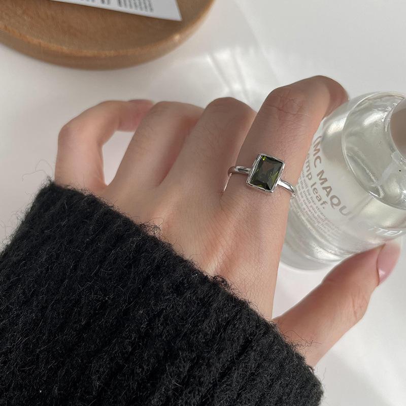 Green Stylish Dark Open Ring For Women Geometric Copper Jewelry Perfect For Outfit Any