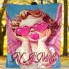 Angel With Heart Glasses Outdoor Customize Your Name Blanket Soft Cozy Lightweight Allseason Multiuse Blanket For Travel Camping Picnic Sofa Office