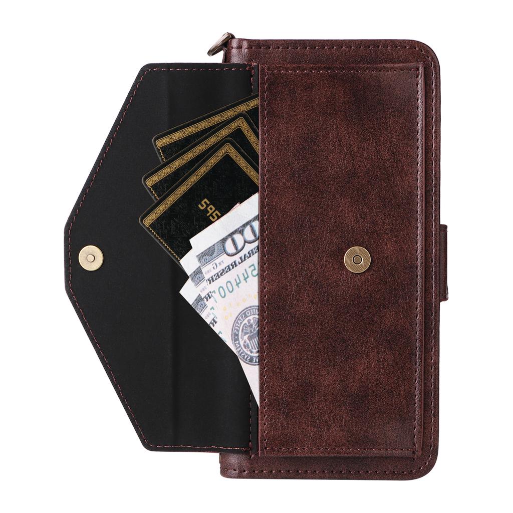 For Motorola Edge 50 Pro 5G Leather Case Magnetic Closure Wallet Stand Phone Cover with Crossbody Strap