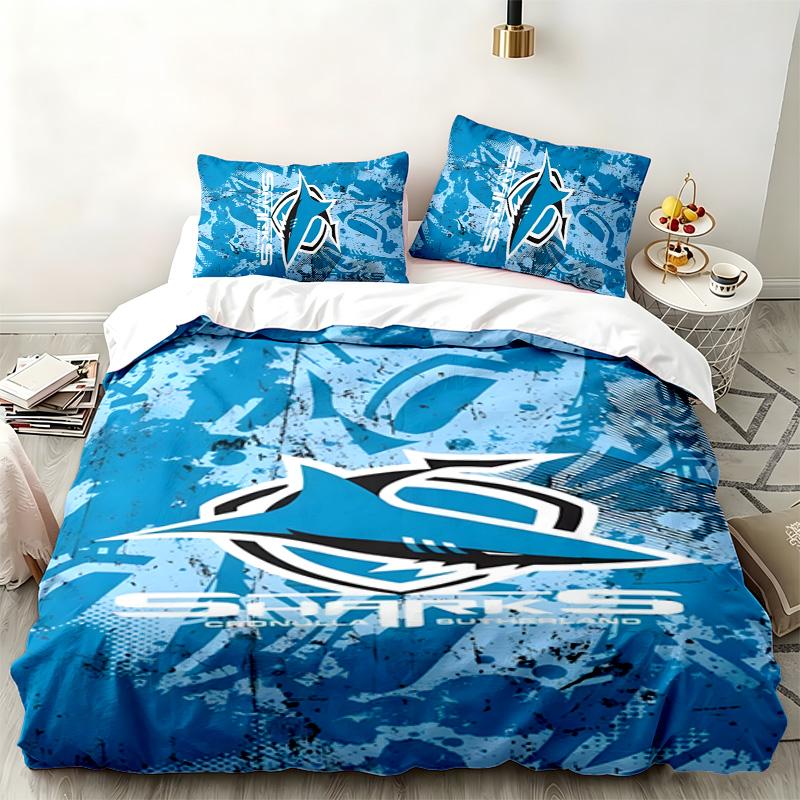 Cronulla Sharks 3pc set Perfect for bedroom use Comfortable bedding set includes a duvet cover and two pillowcases Ideal birthday or Christmas gift