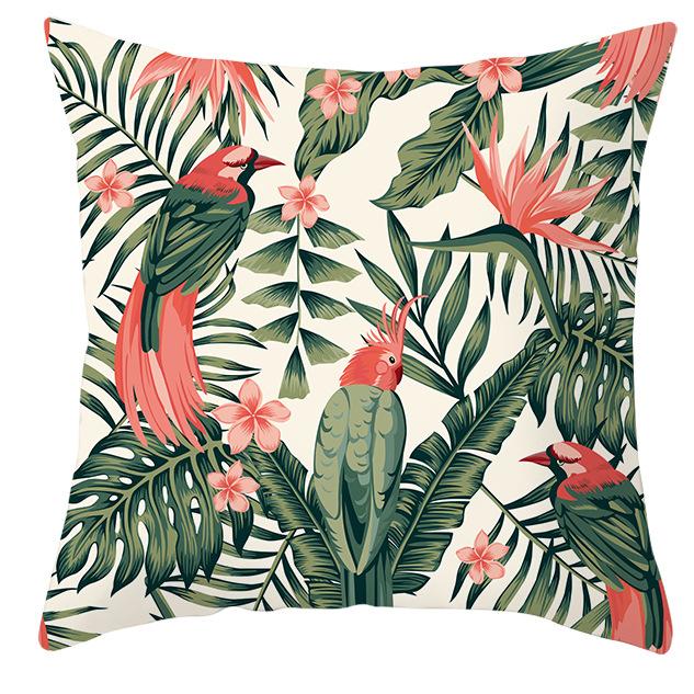 Parrot Toucan Floral Pillowcase Tropical Flowers Plants Print Cushions Cover Livingroom Sofa Decorative Throw Pillows Home Decor